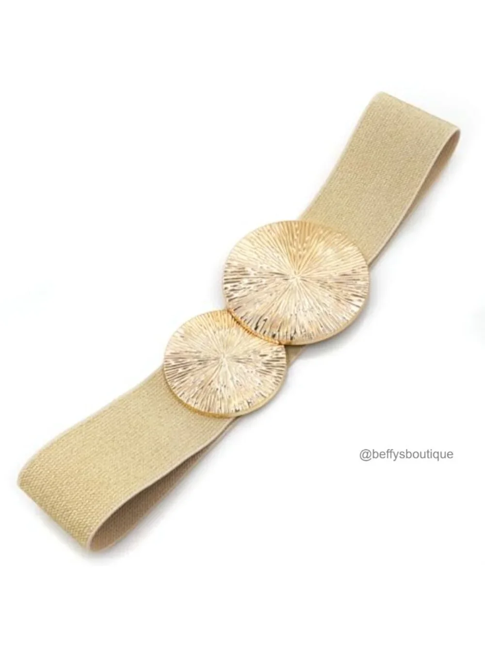 Women Stretchy Elastic Waist Belt with Round Buckle